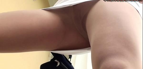  Loraine Taking Pics In Park No Panties and Pantyhose On | Upskirt